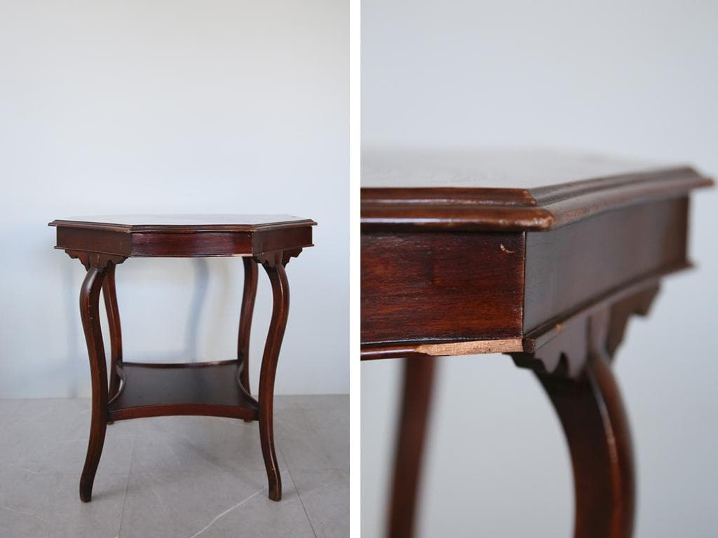 英国アンティーク木製サイドテーブル/オケージョナル/作業机/飾り棚(91-230