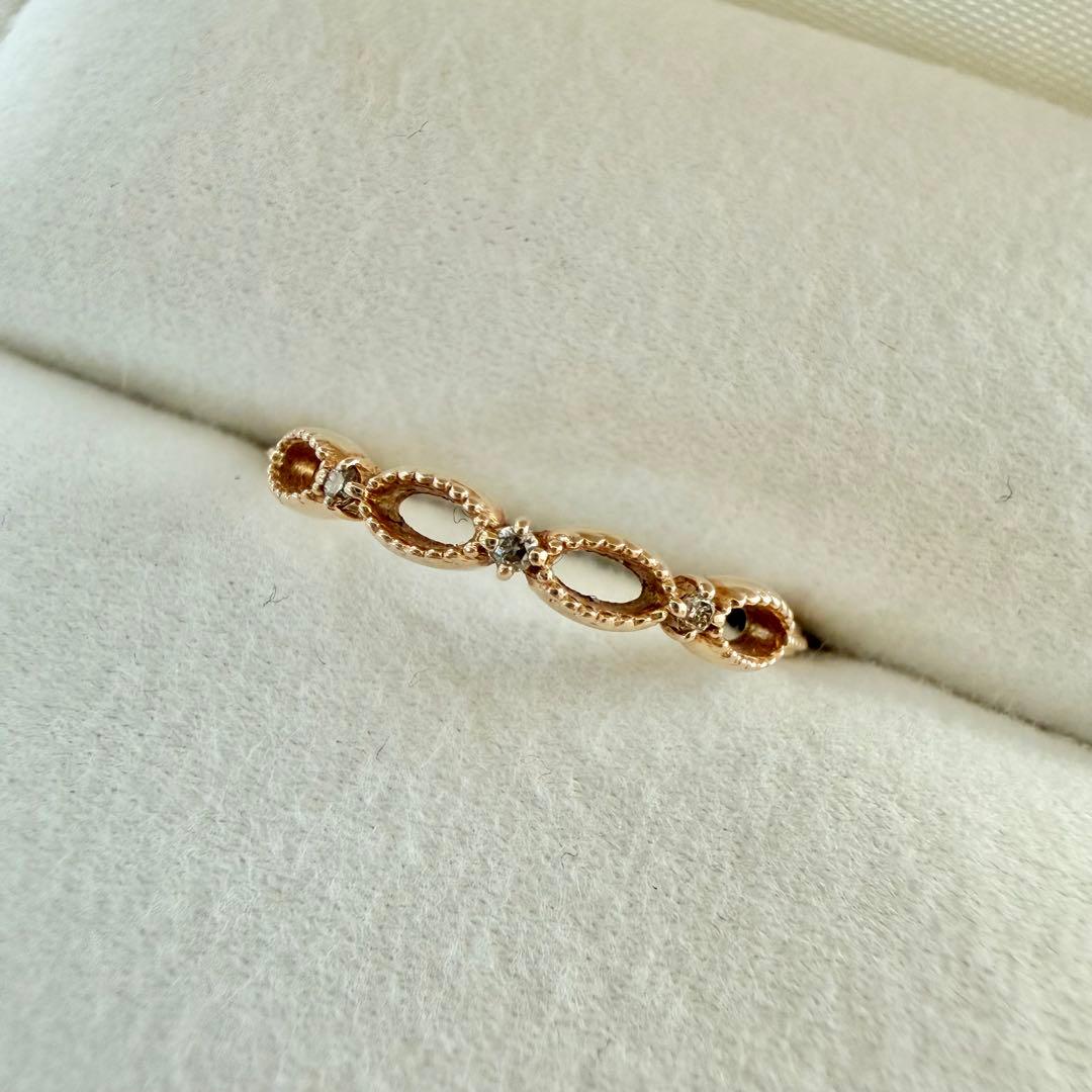 ete レイヤード レースブラウンダイヤリング