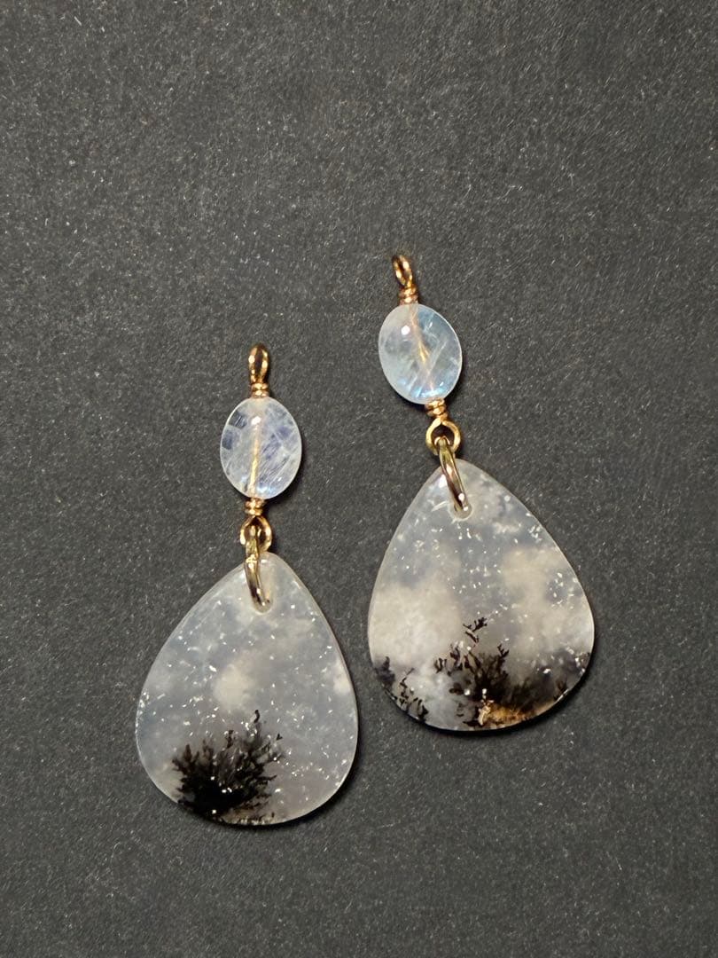 maumaumau 　14kgf レッドモスアゲートピアス