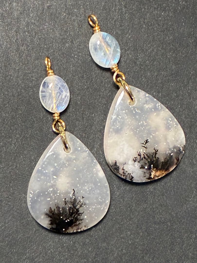 maumaumau 　14kgf レッドモスアゲートピアス