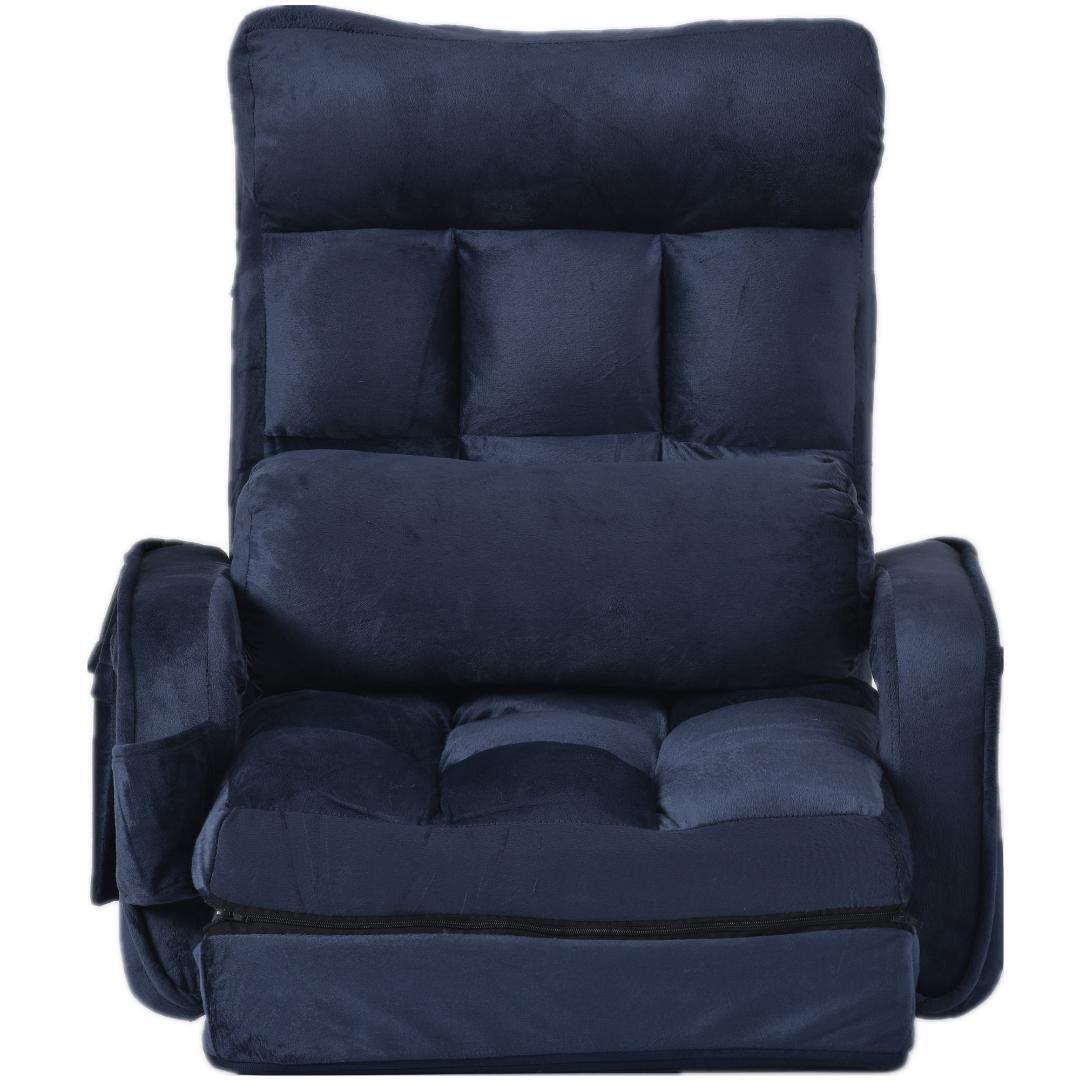 座椅子リクライニング14段ギアリクライニングチェアー ファブリック【ダークブルー