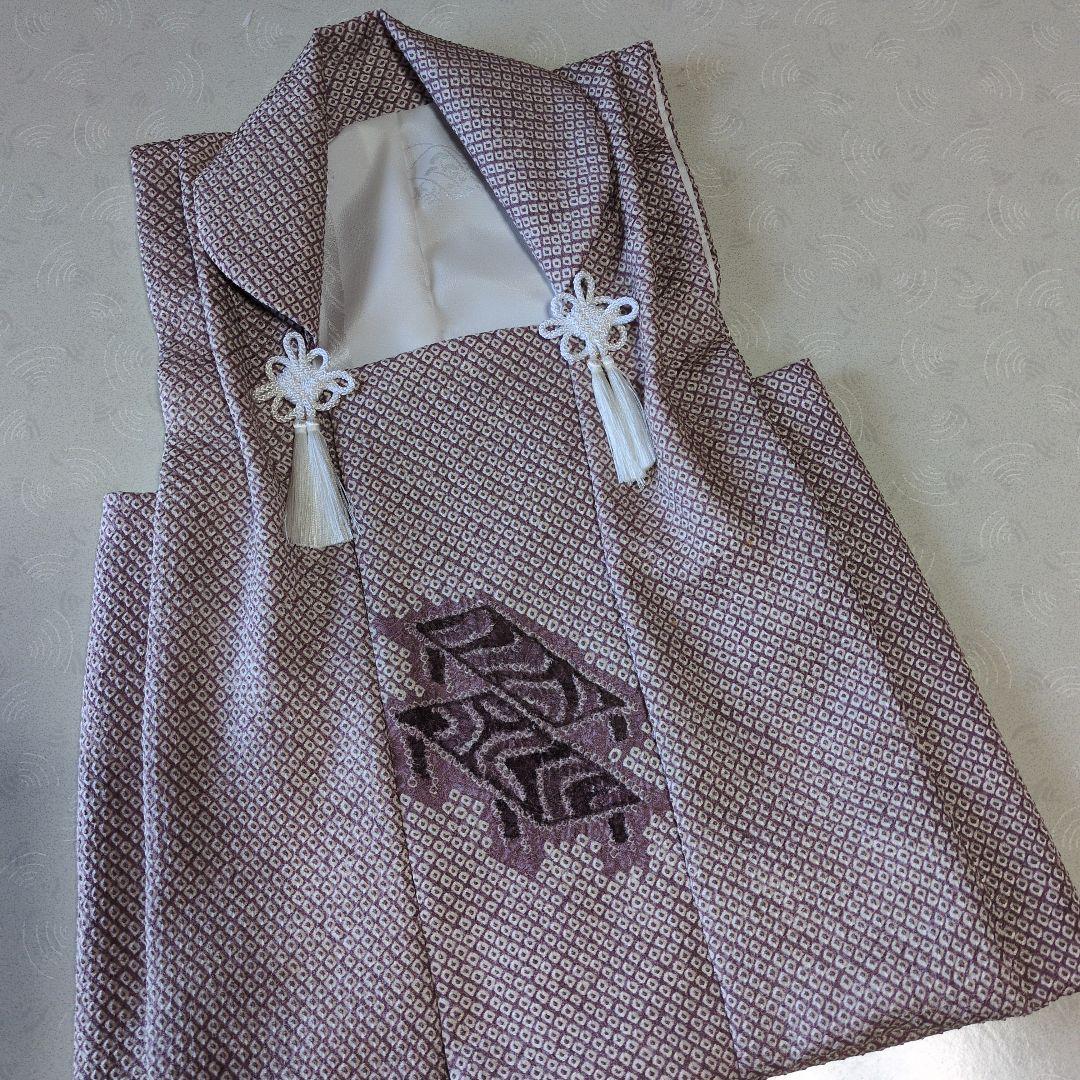 七五三３歳男の子正絹アンティーク着物と正絹総絞りの被布（長襦袢付き）