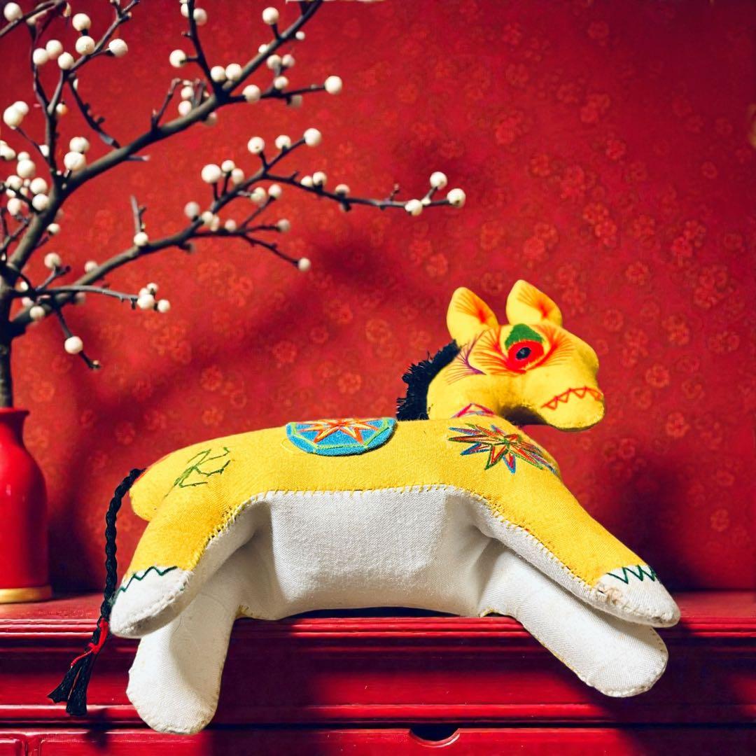 昭和期の中国民間玩具・陝西省西安 毛馿（馬/黄）郷土玩具　午年　干支飾り