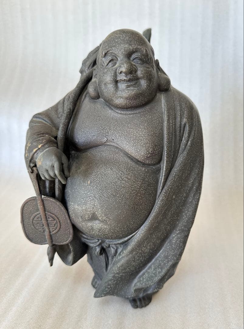 銅製 布袋様 净雲 在銘 七福神 高さ約27.5cm 縁起物 金属工芸