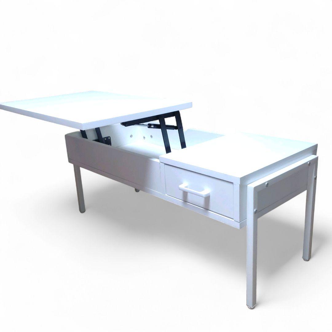 ＪＫプラン　昇降式 リビングテーブル　リフティング テーブル　ホワイト