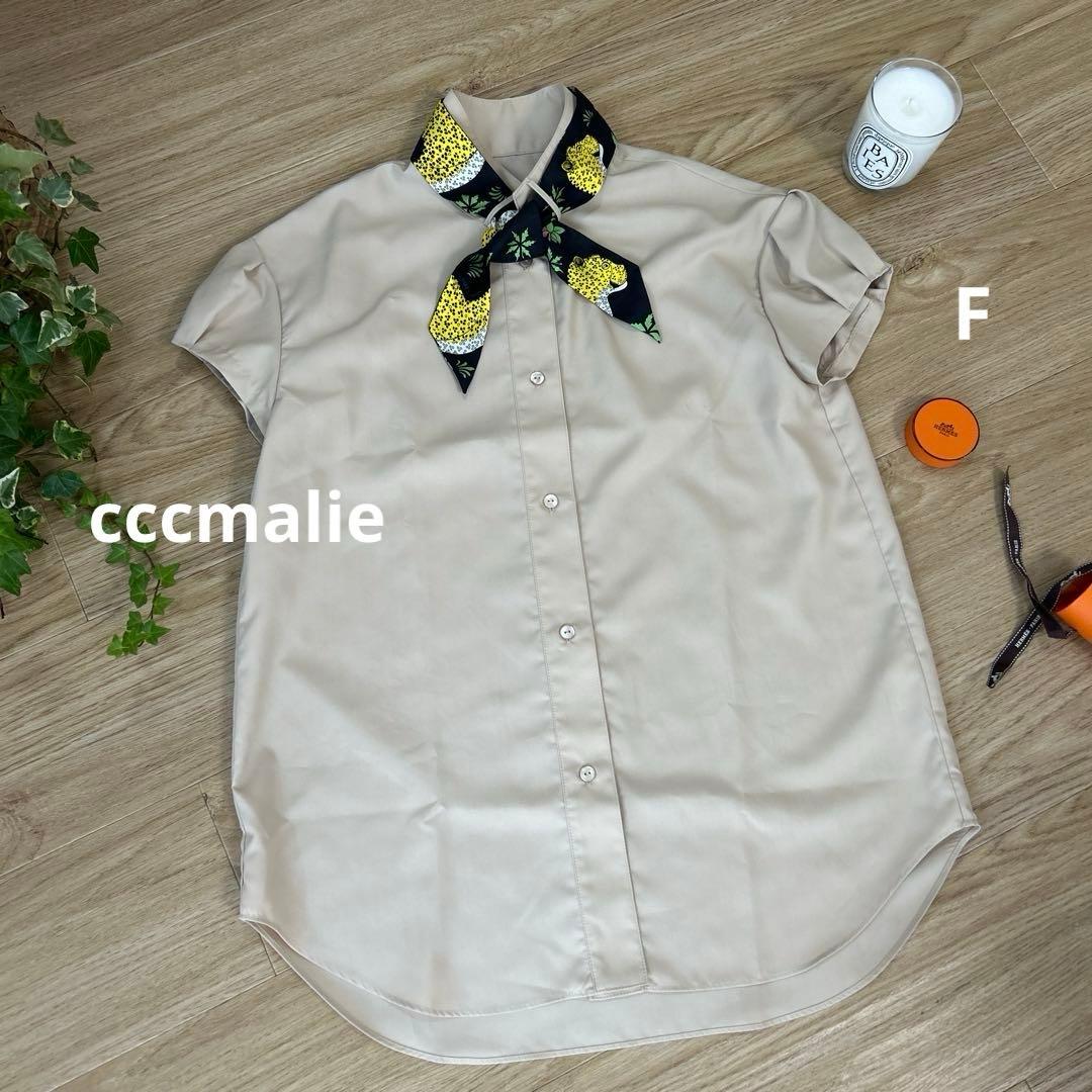 cccmalieシーマリー　キャップスリーブ半袖ブラウスFリボンスカーフ使用可能