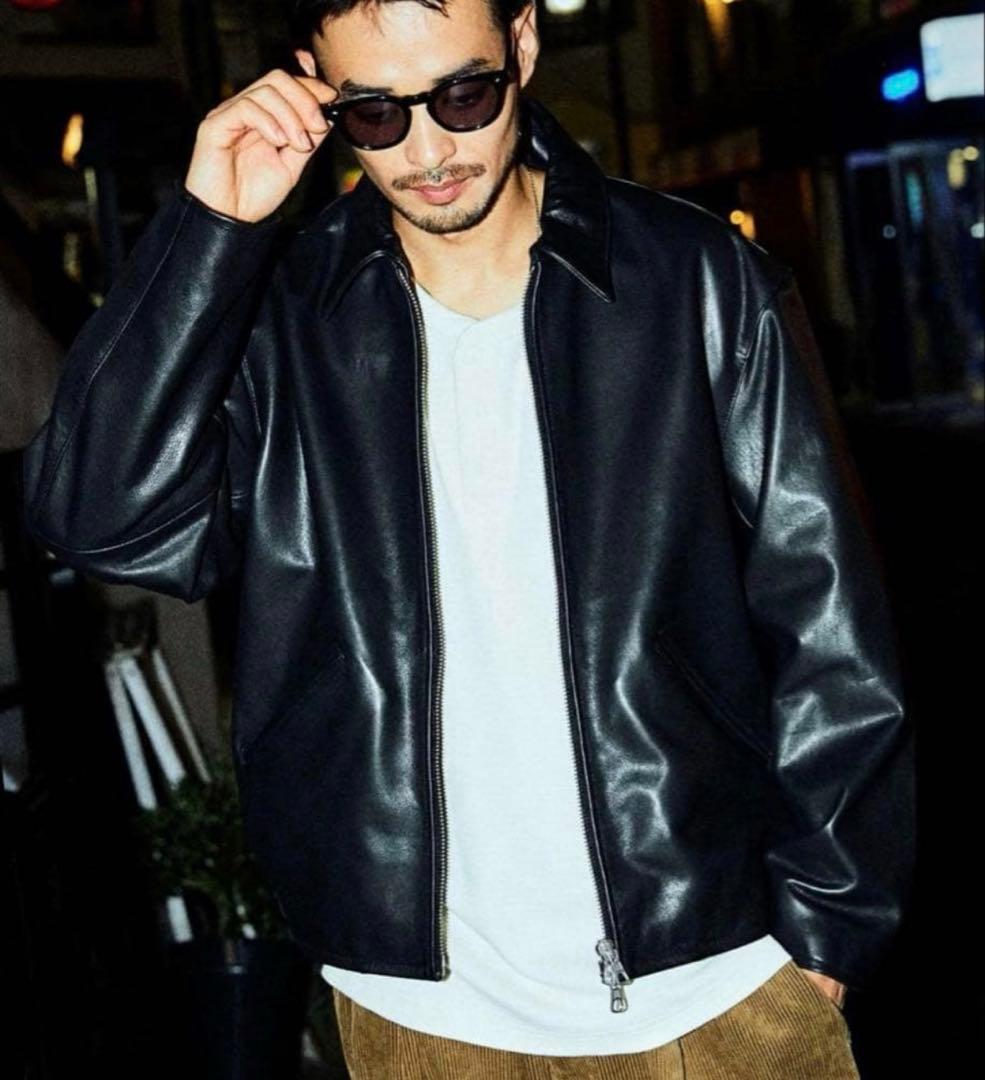 フリークスストア ミニマル シングル ライダースジャケット　カウレザー　ブラック