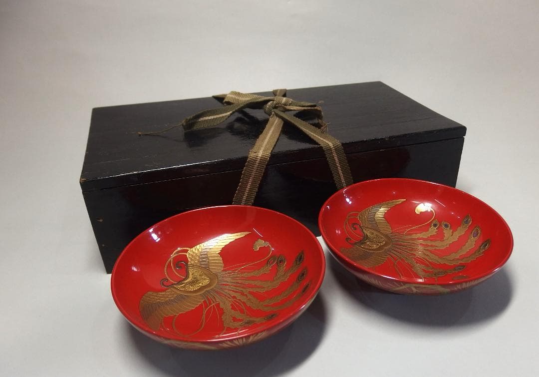時代蒔絵鳳凰図盃一対/隠れ蓑/宝尽くし/吉祥紋/酒盃/加賀蒔絵