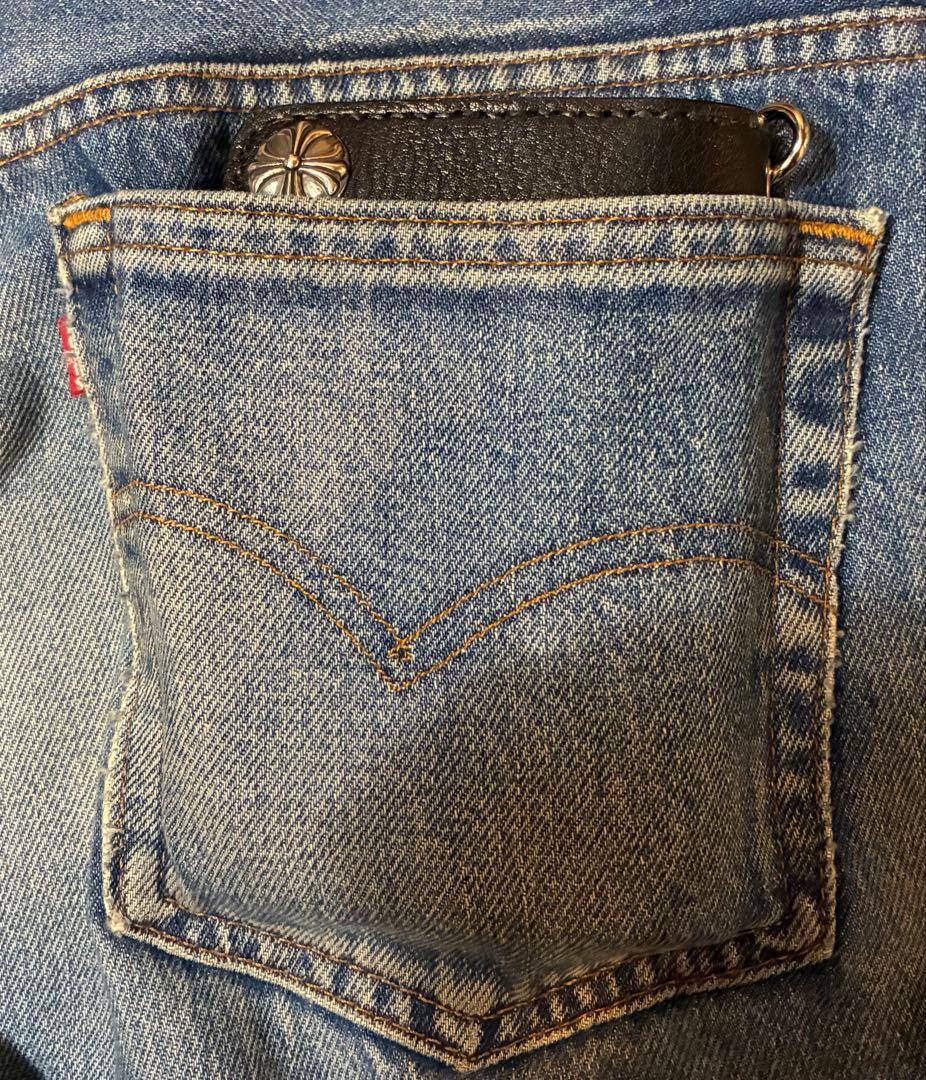 ミドル　トラッカーウォレット　シュリンク　シルバー925クロスボールコンチョ