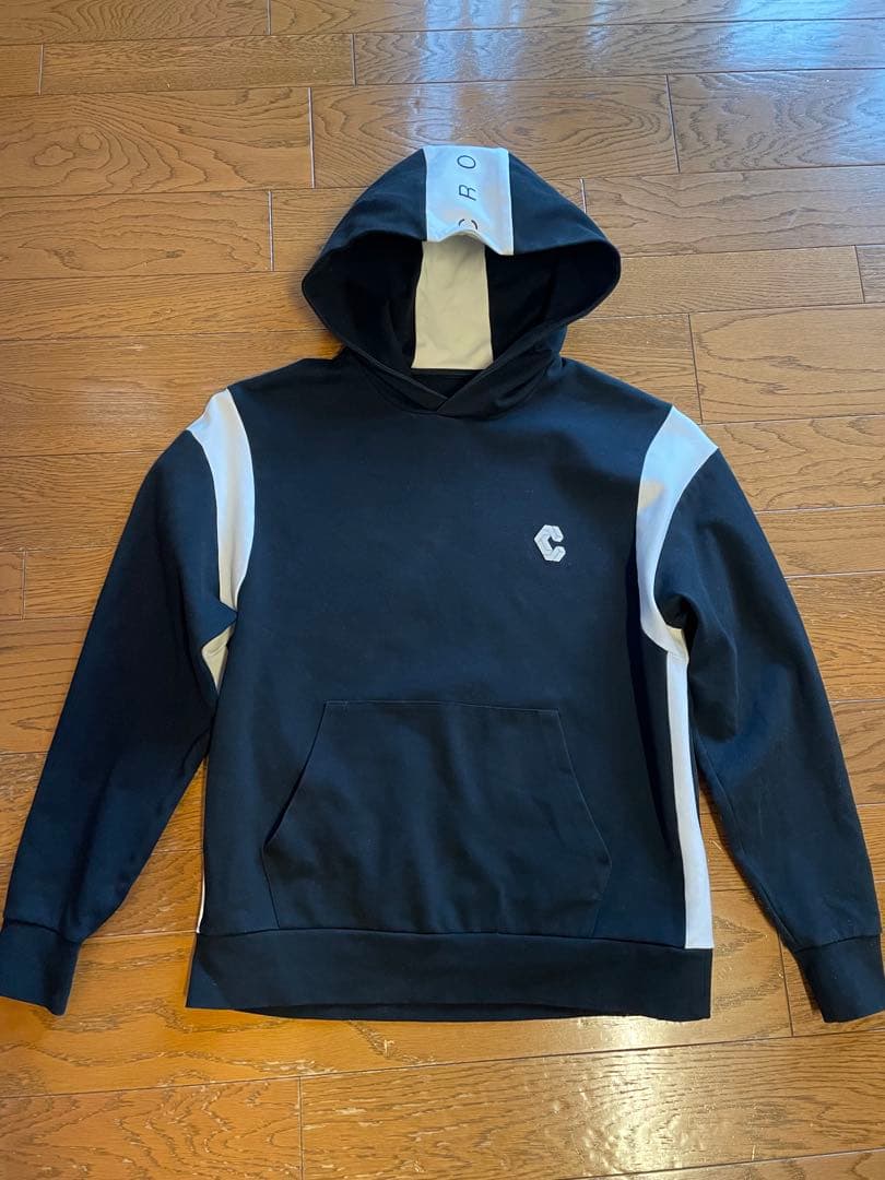 CRONOS フード付きパーカー 黒/白