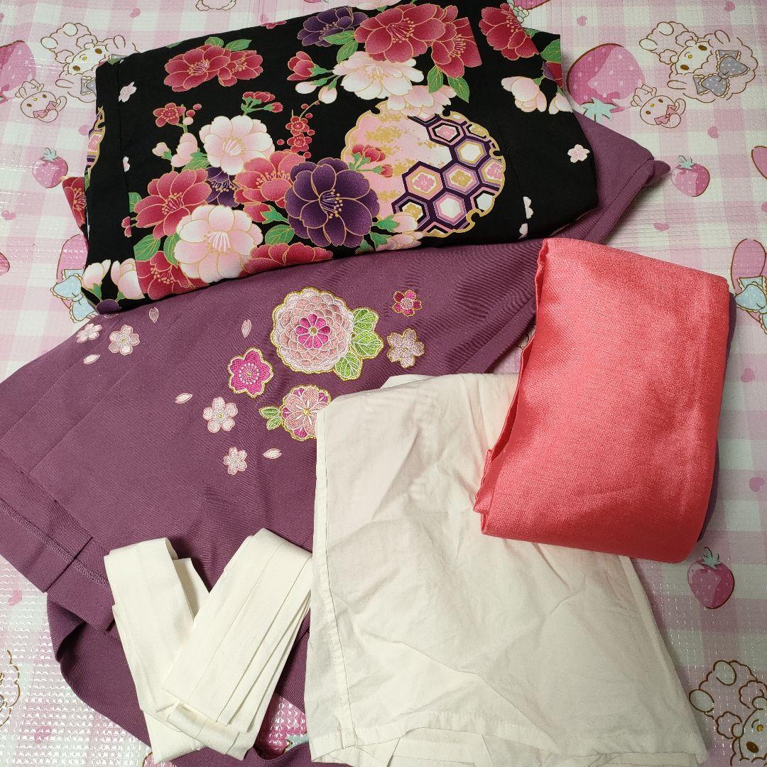 アリサナ　袴セット　黒着物✕薄紫袴　卒業式　150