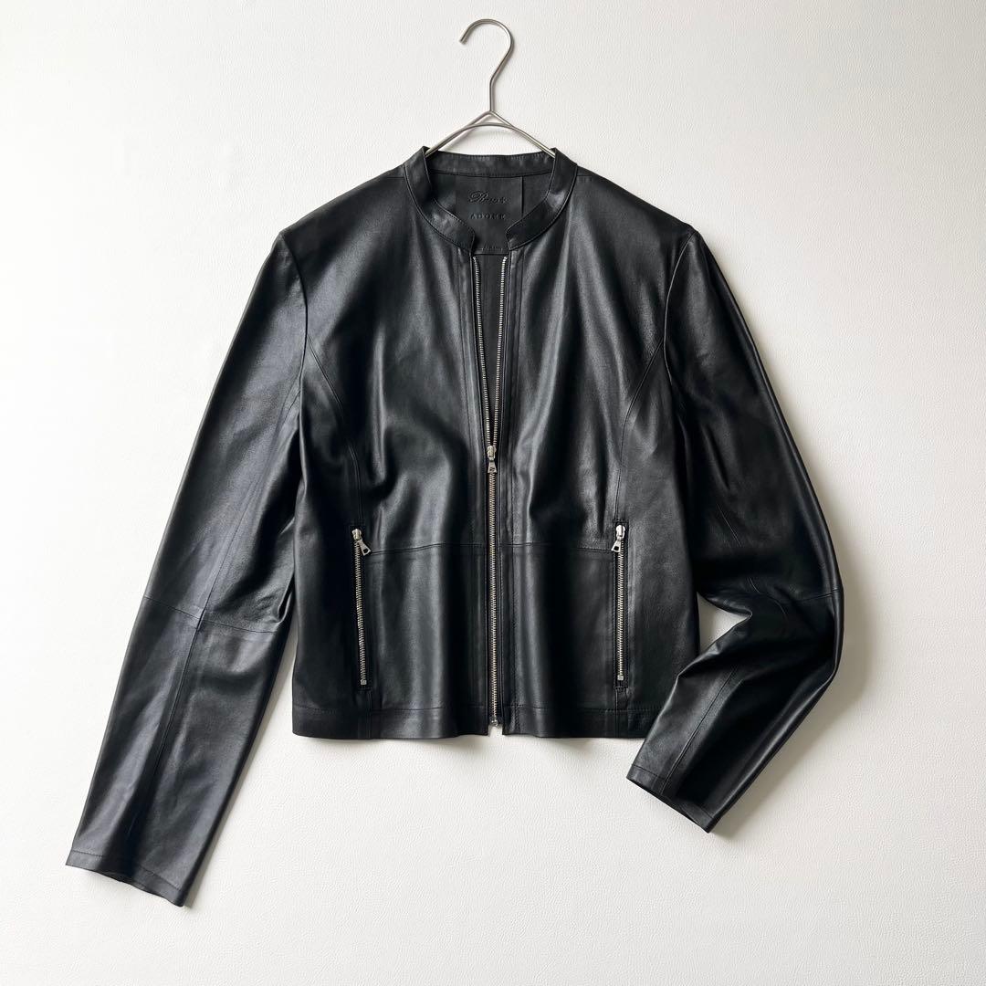 4829【美品】アドーア　ライダースジャケット レザー ヤギ革　黒　M