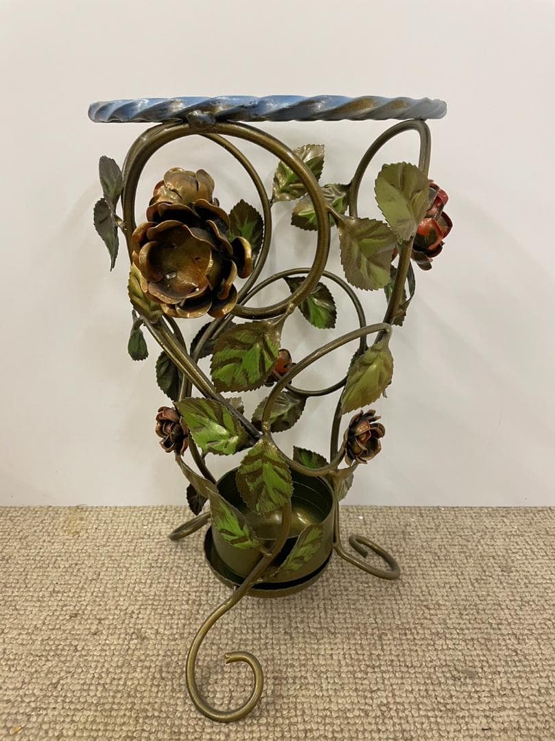 イタリア製 ローズ 傘立て ハンドペイント アンブレラスタンド 輸入 玄関 鉄