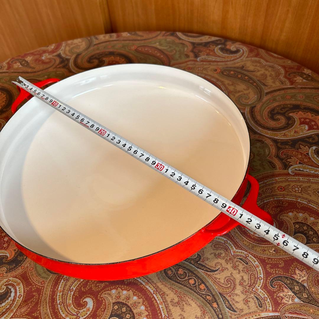 169◆DANSK 35cm 両手鍋フライパン　パエリアパン　赤いホーロー廃盤品