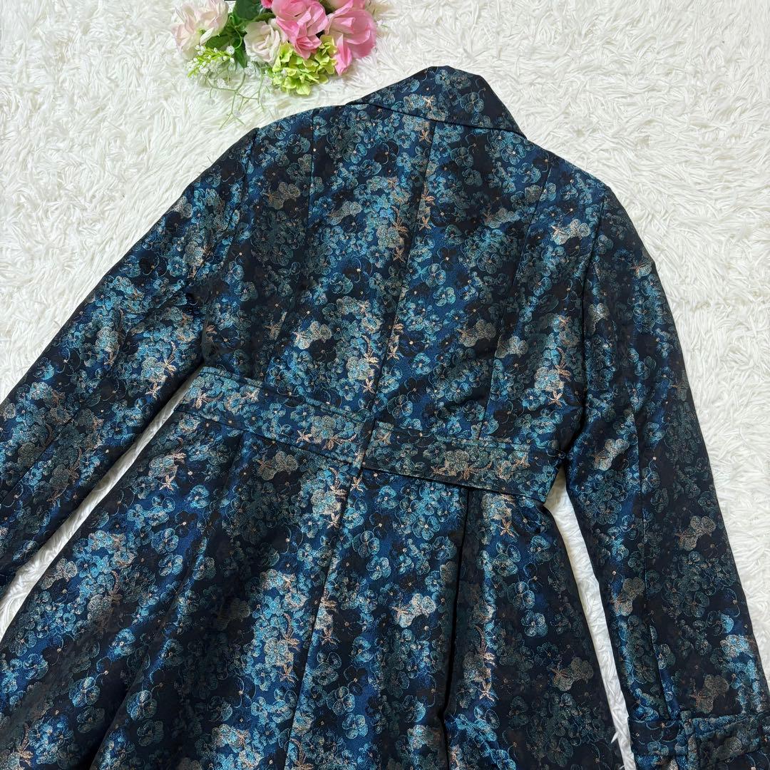 【試着のみ】ダックスロンドン　ロングコート　花柄　ジャガード　ベルト　イタリア製