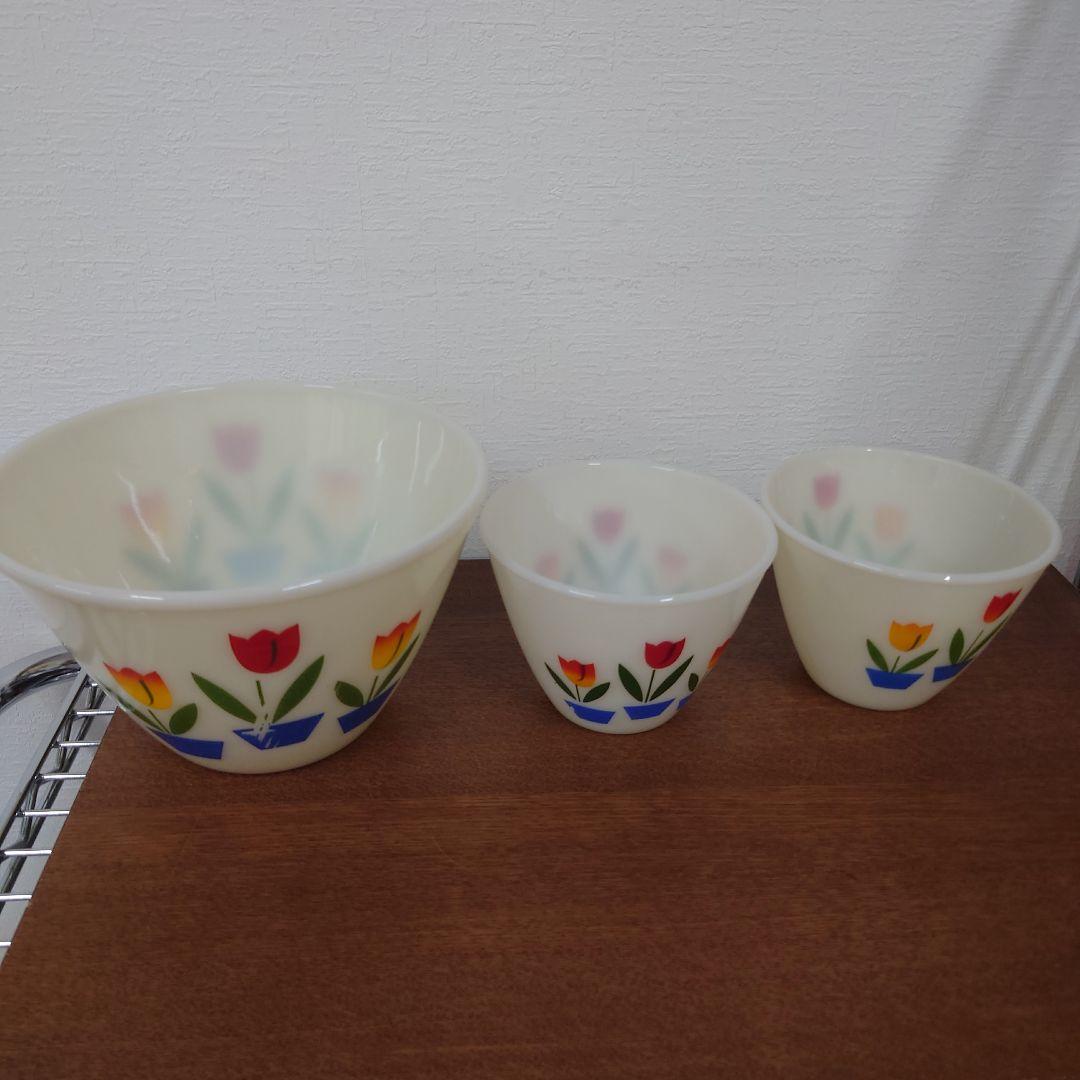 ファイヤーキング　ボウル　3点セット　チューリップ柄