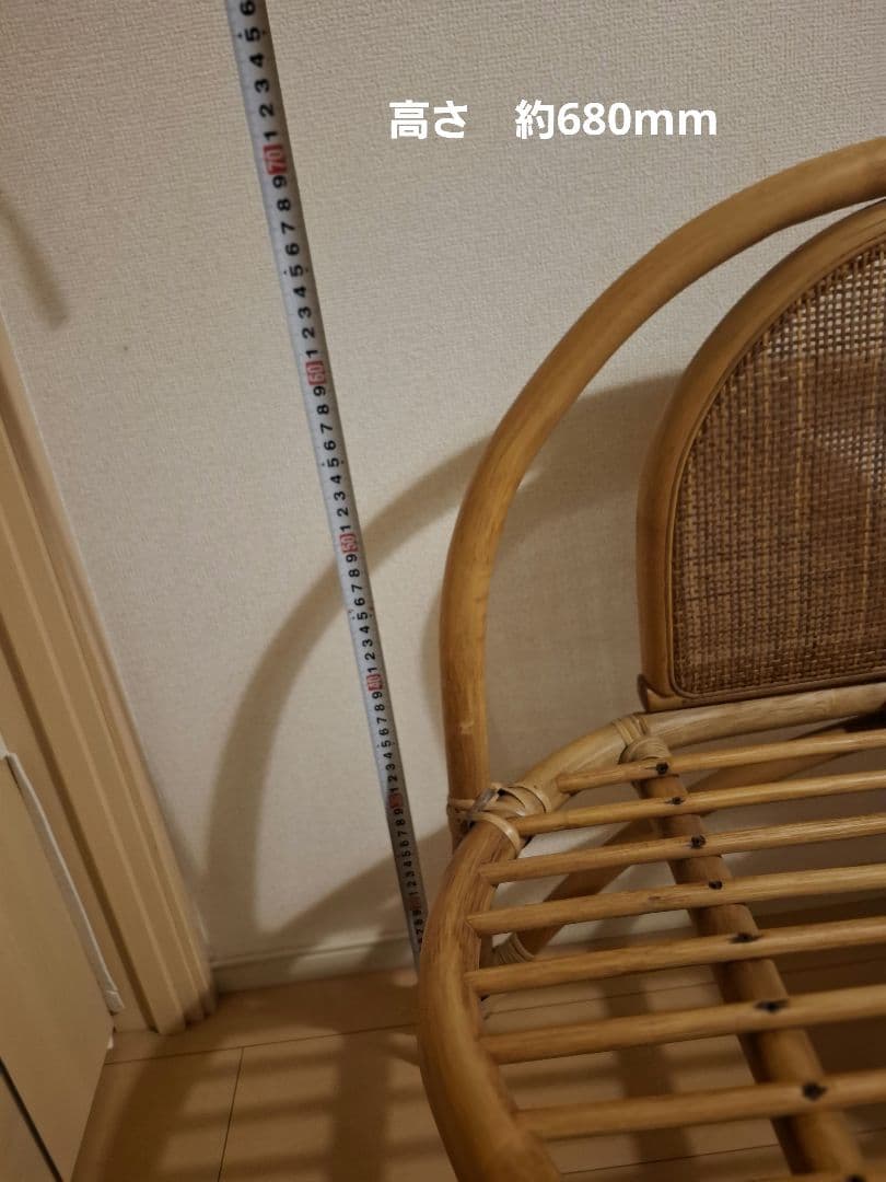 サイドテーブル付きラタンベンチ アンティーク テレフォンベンチ