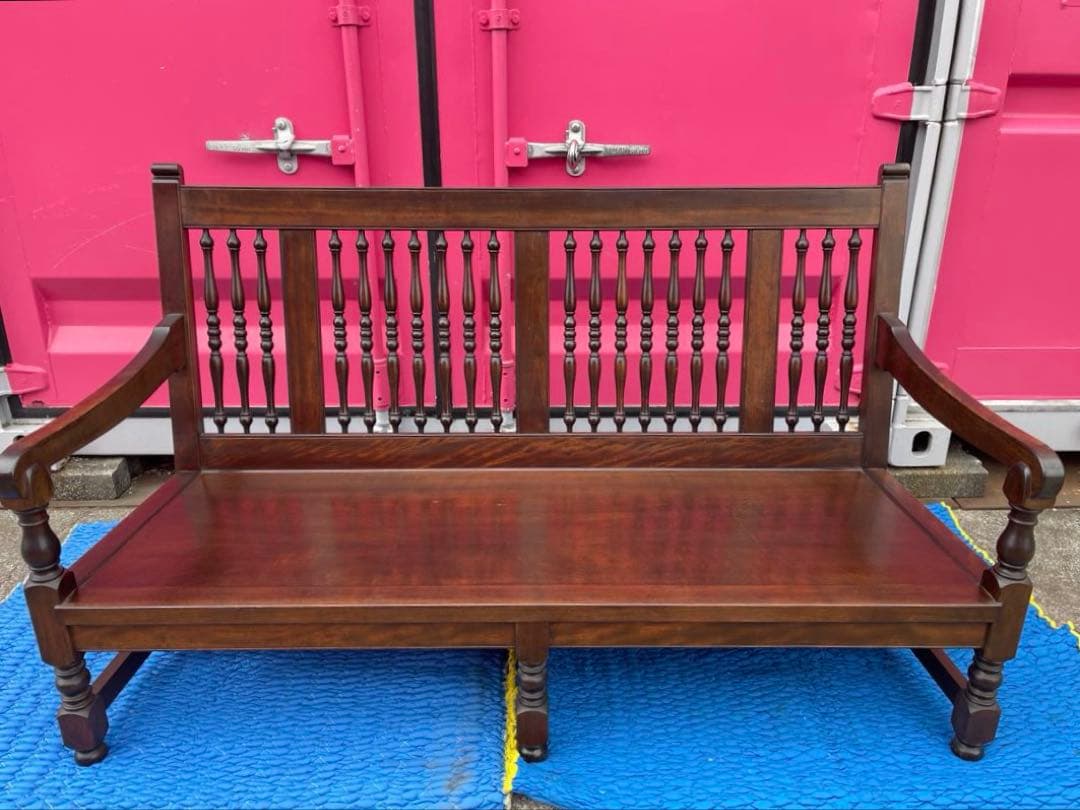 に*郎様 松本民芸家具　木製スラットバックソファ アジアンスタイル