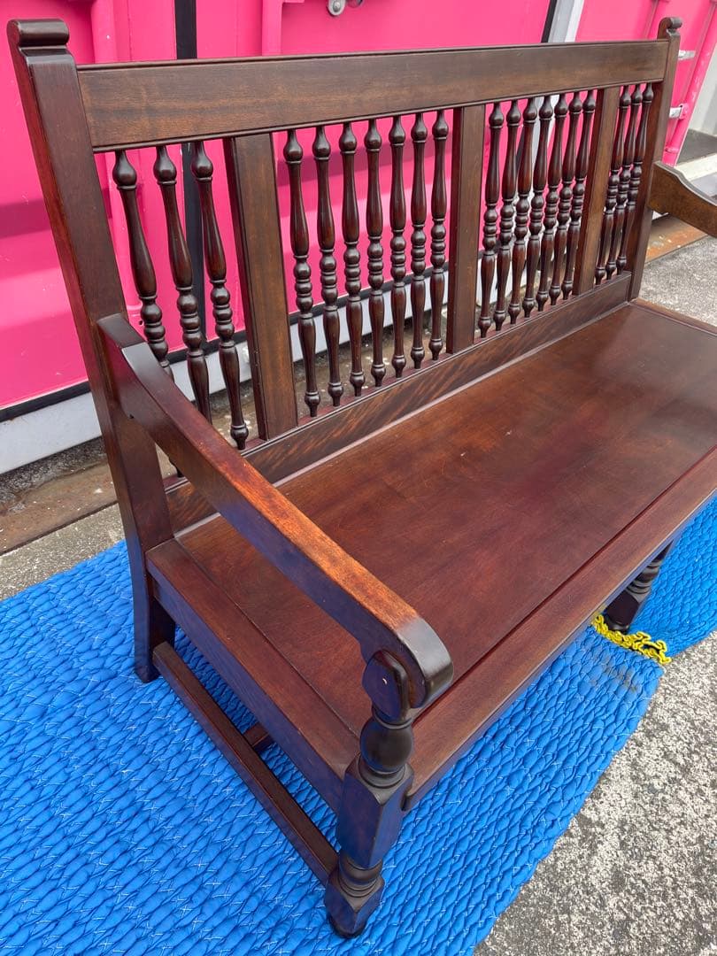 に*郎様 松本民芸家具　木製スラットバックソファ アジアンスタイル