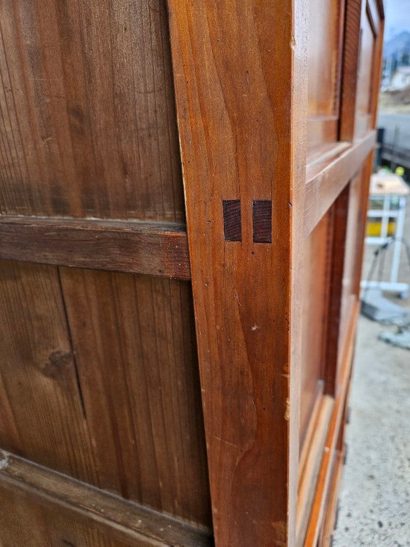 日本のアンティーク 古い水屋箪笥 無垢材 木製 茶箪笥 食器棚 古家具