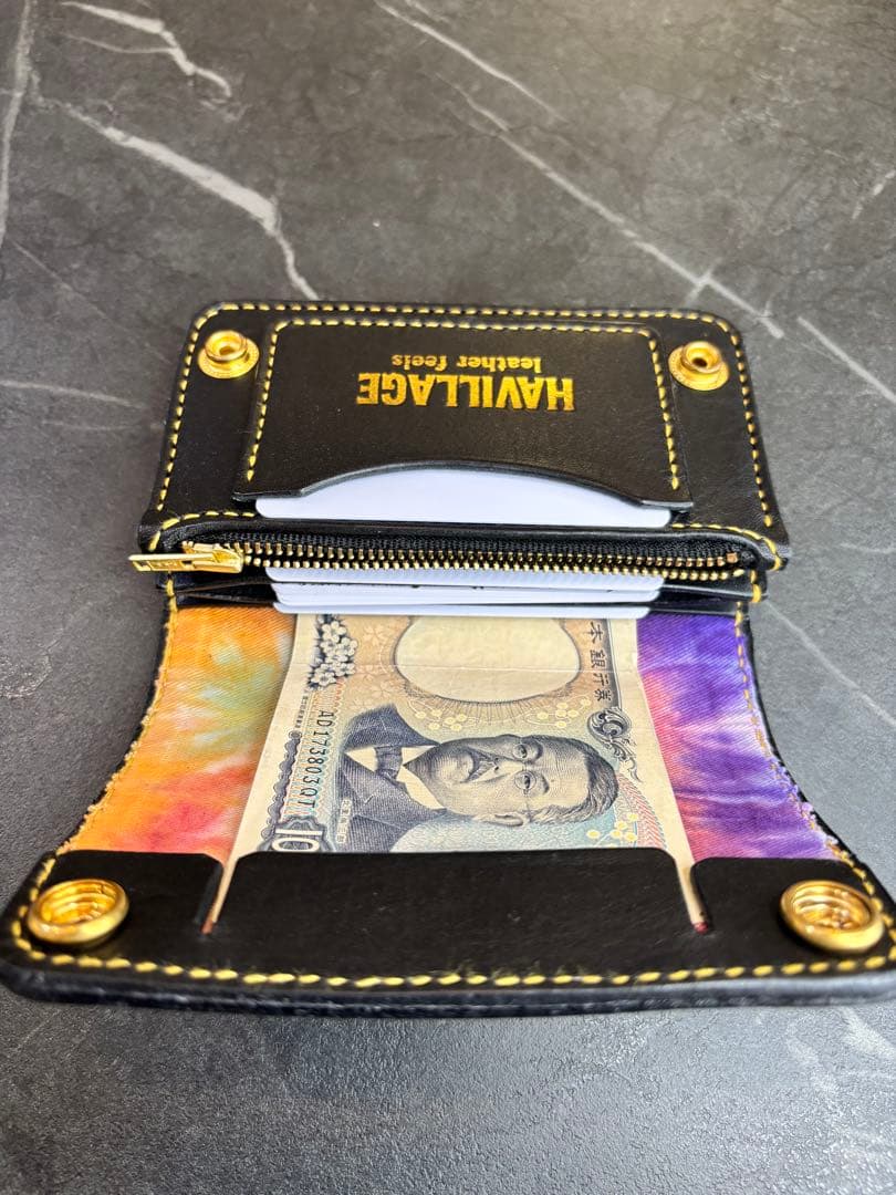 タイダイ　トラッカーウォレット　レザー財布 タイダイ内装　ハンドメイド