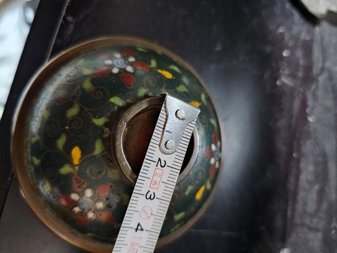 秋*田様 中国 清朝期末 七宝香合？ 景泰藍