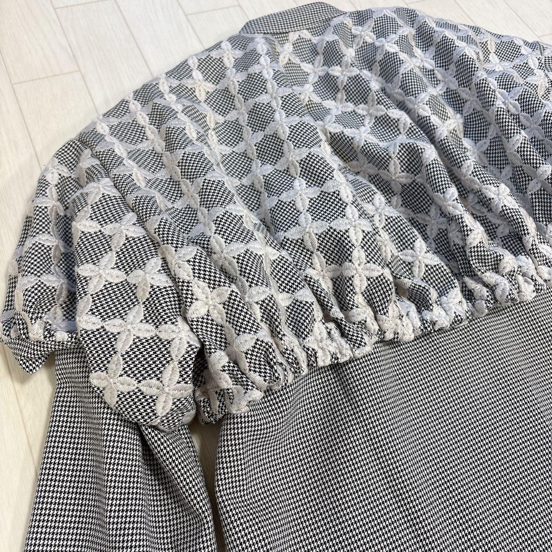 タグ付き 25AW ミントデザインズ ミックスチェックドレスコート 刺繍 千鳥