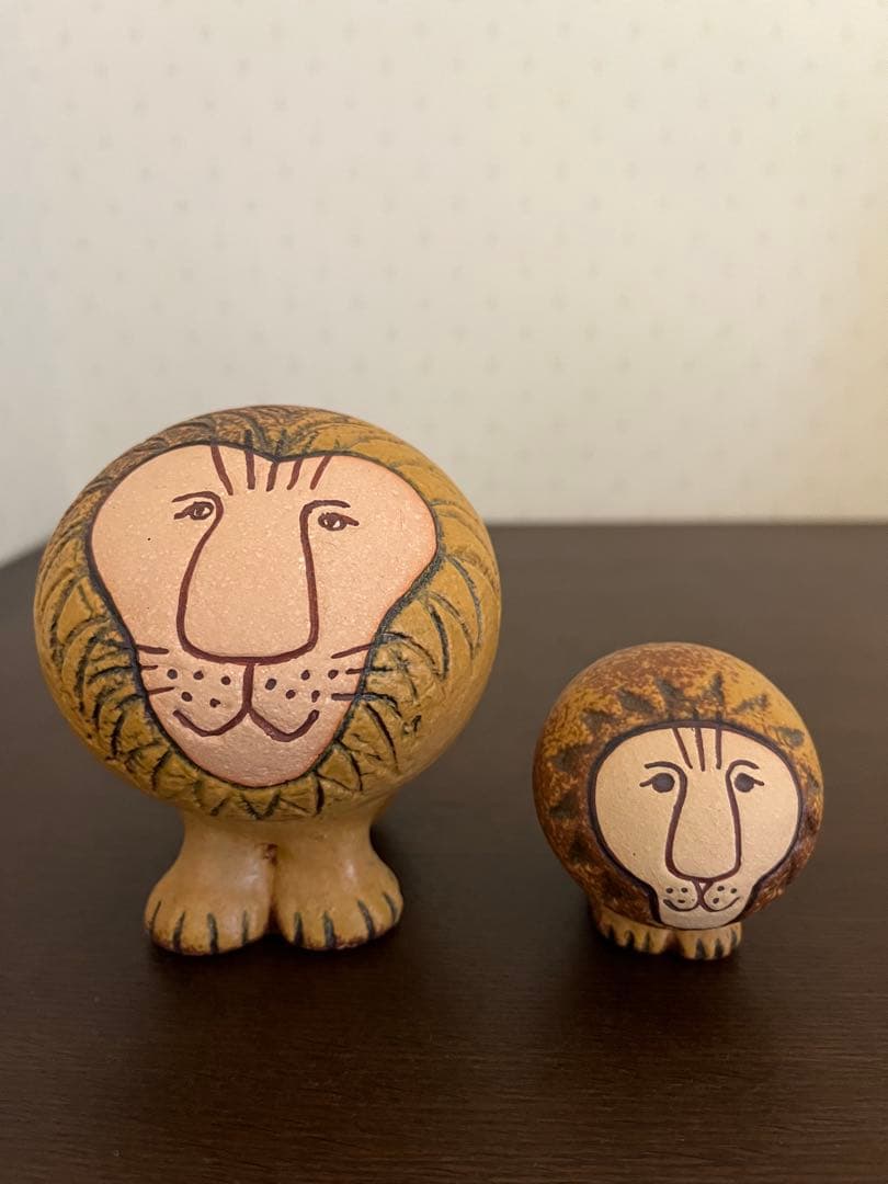 リサラーソン　陶器製ライオン　セミミディアム　ミニ　2点セット