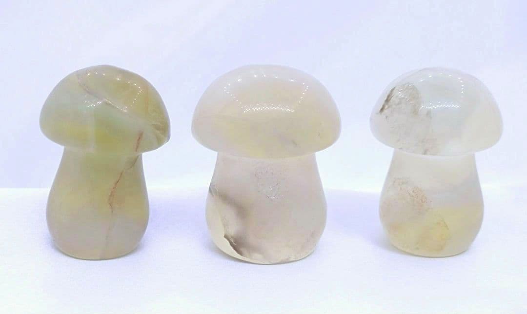 イエロー フローライト　きのこ　3点セット　キャンディ　幸運　長寿　再生