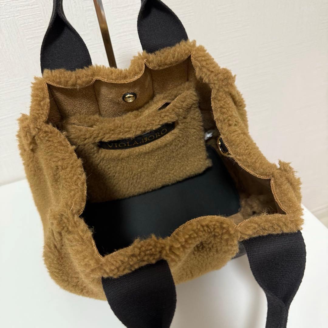 【美品】ヴィオラドーロ ELMO エコファー ムートン 2way トートバッグ