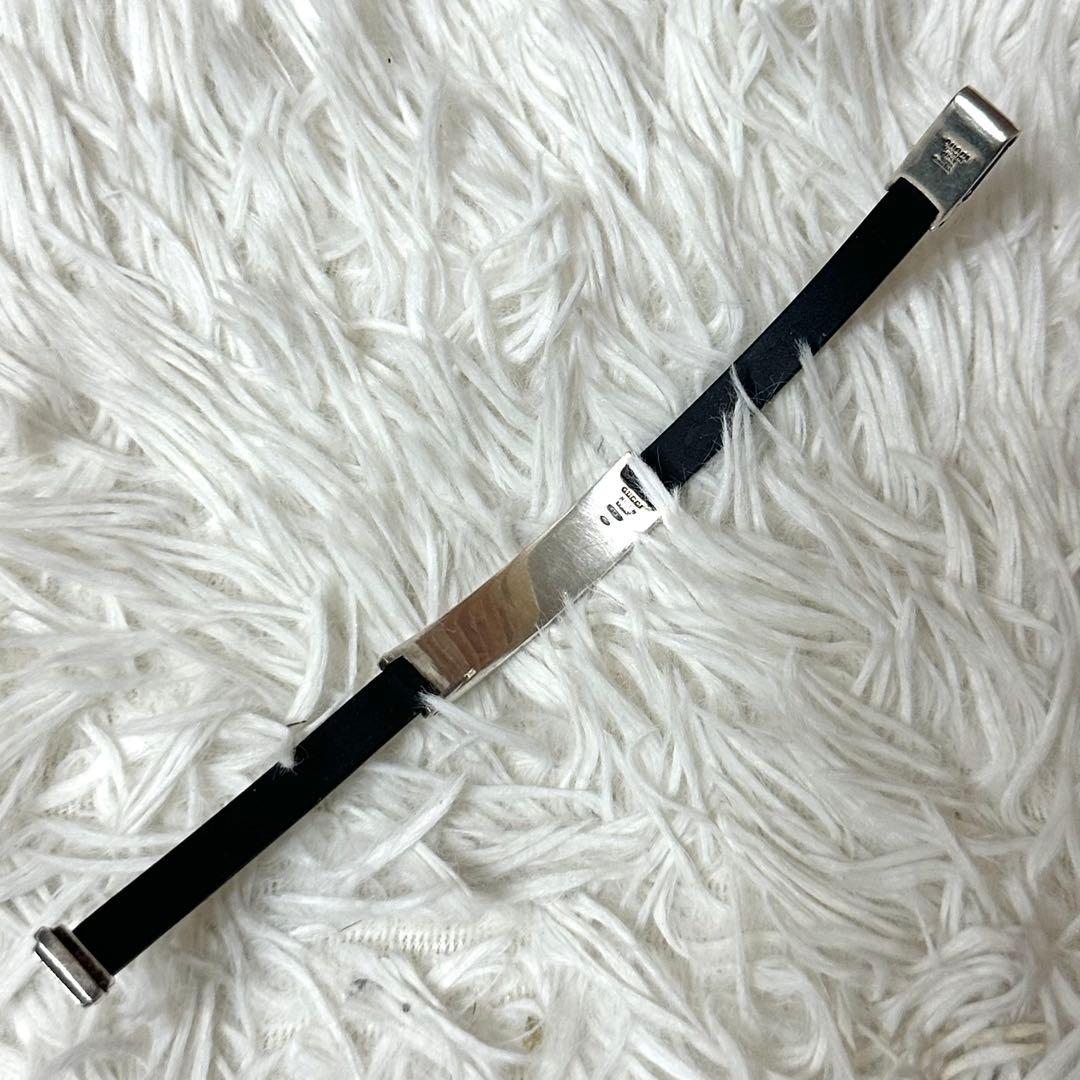 ⭐️即決価格⭐️GUCCI　SILVER シルバーバングル　レザー　925刻印
