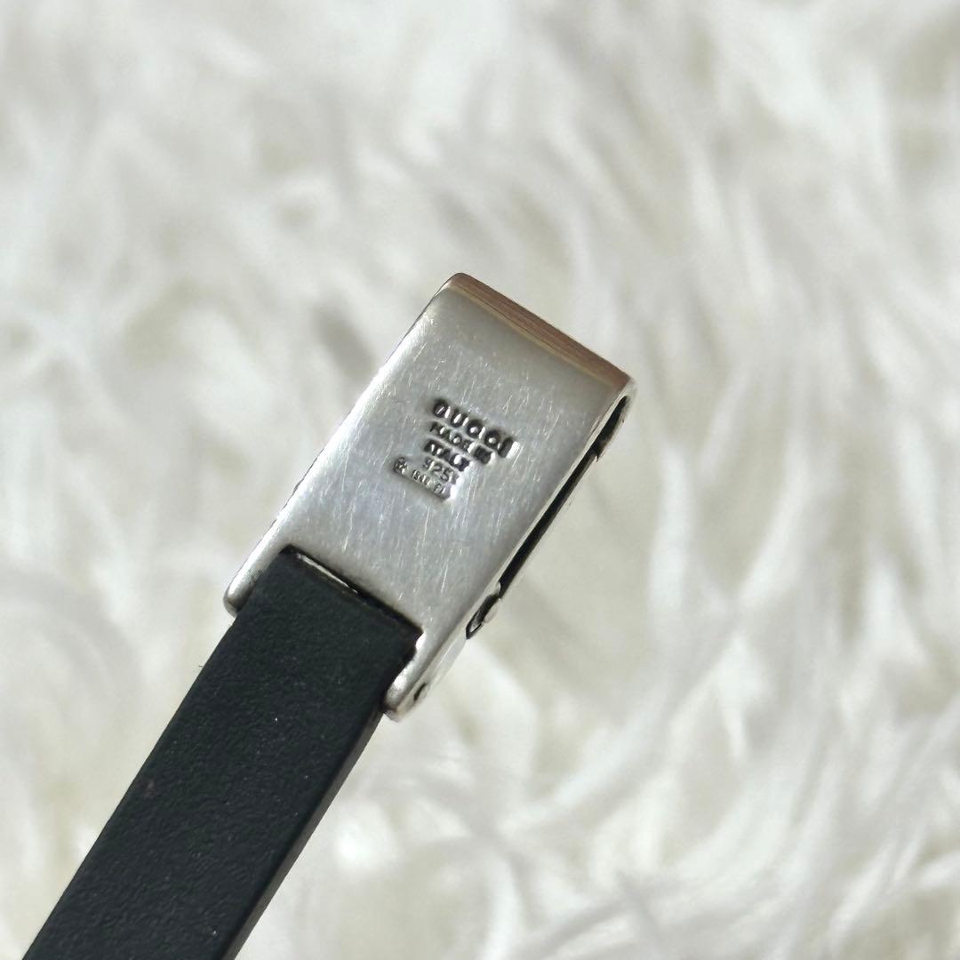 ⭐️即決価格⭐️GUCCI　SILVER シルバーバングル　レザー　925刻印