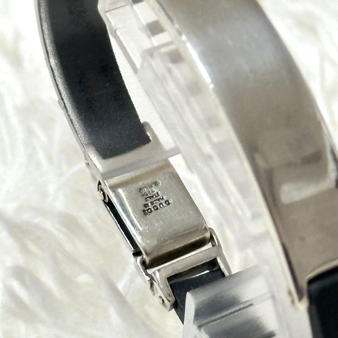 ⭐️即決価格⭐️GUCCI　SILVER シルバーバングル　レザー　925刻印