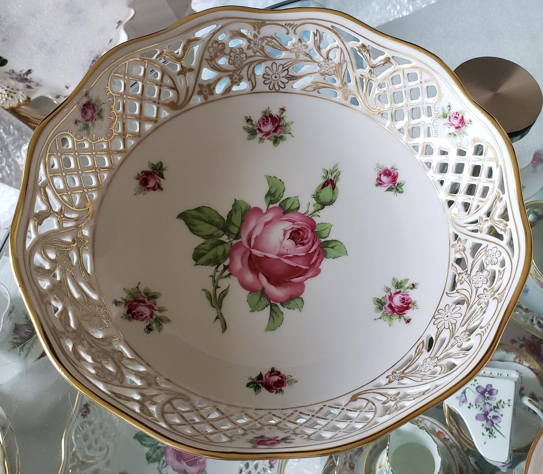 シューマン ババリア ピアス ピンク ローズ 金彩 盛り皿