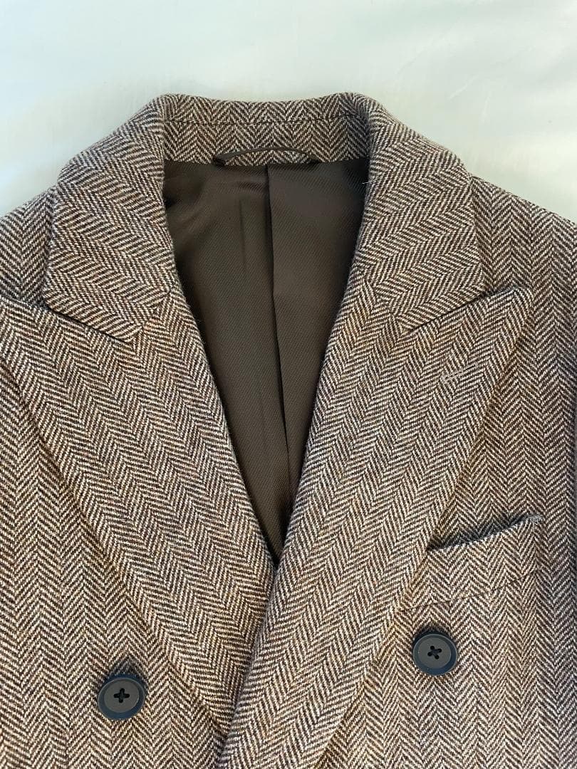 ブラウンツイード ダブルブレスト チェスターコート