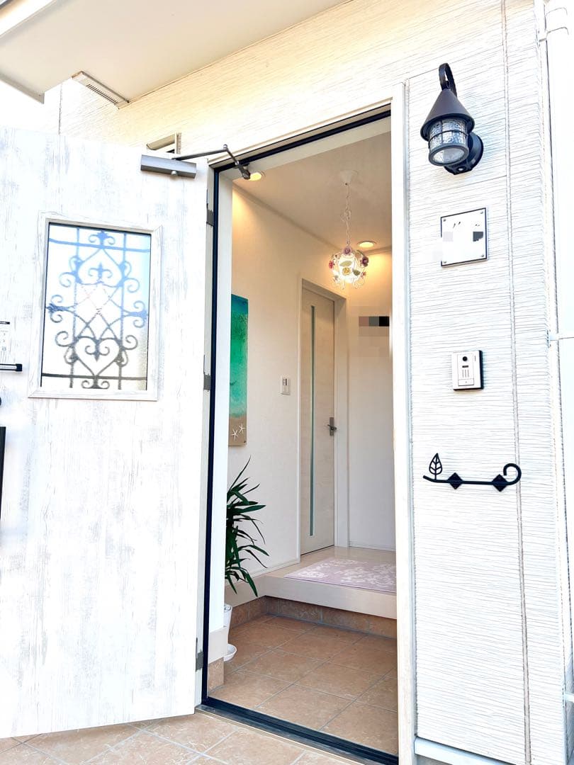 ホワイトアイアンペンダントライト/花の装飾/調光調色電球付き