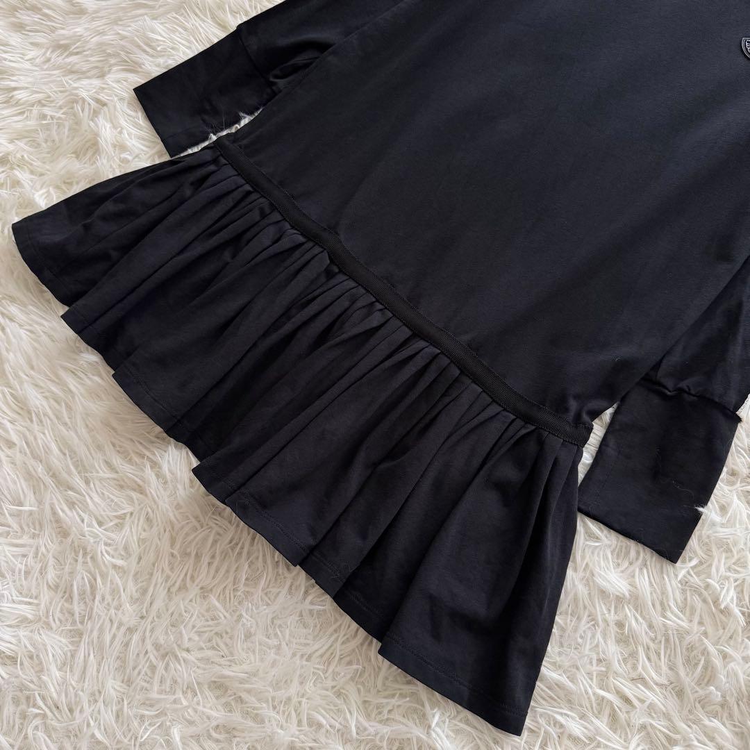 【モンクレール】ワンピース　チュニック 140cm　黒　長袖 ロゴ　フリル