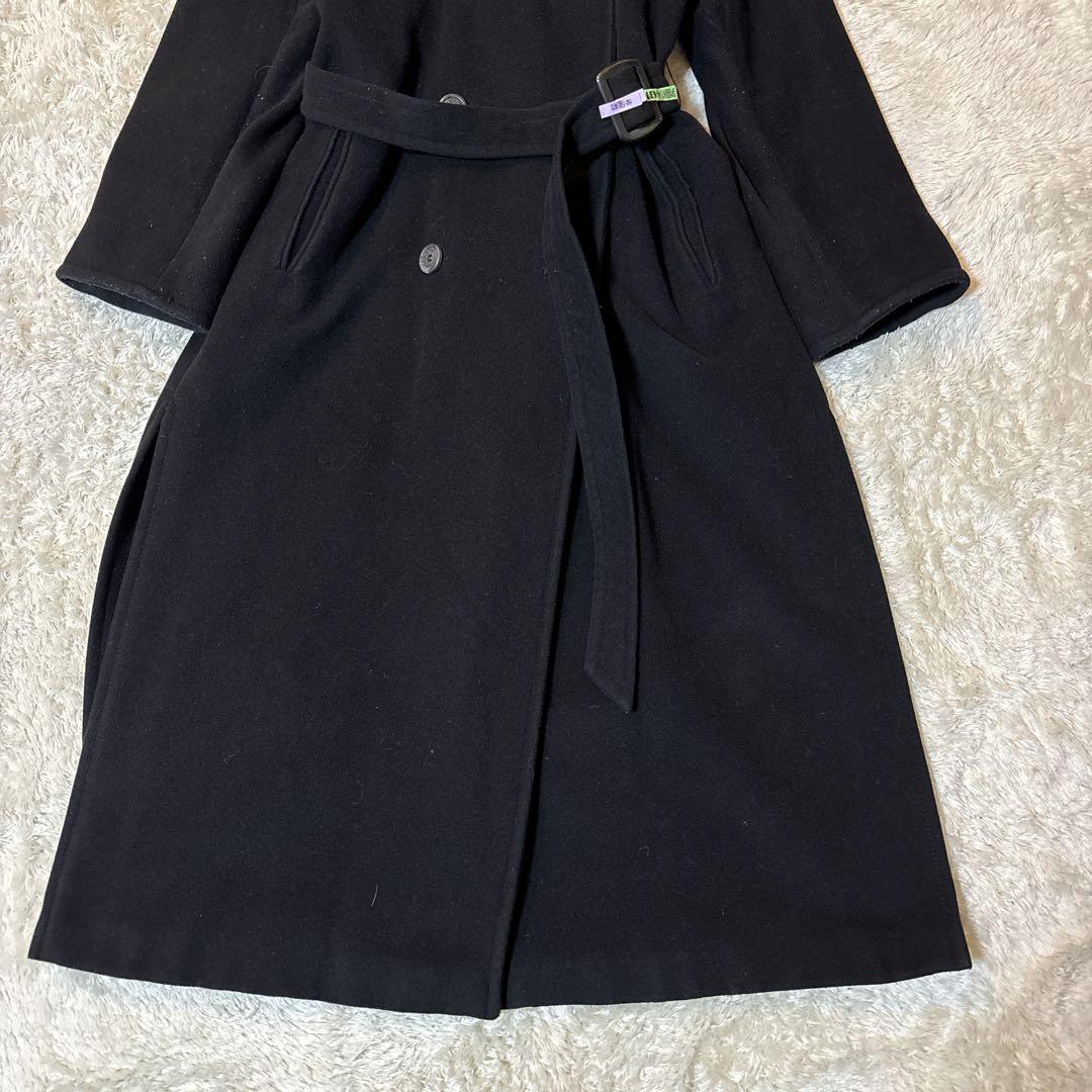 マレーラ アンゴラ混　マキシ丈 チェスターコート ダブルブレスト ベルト付き 黒