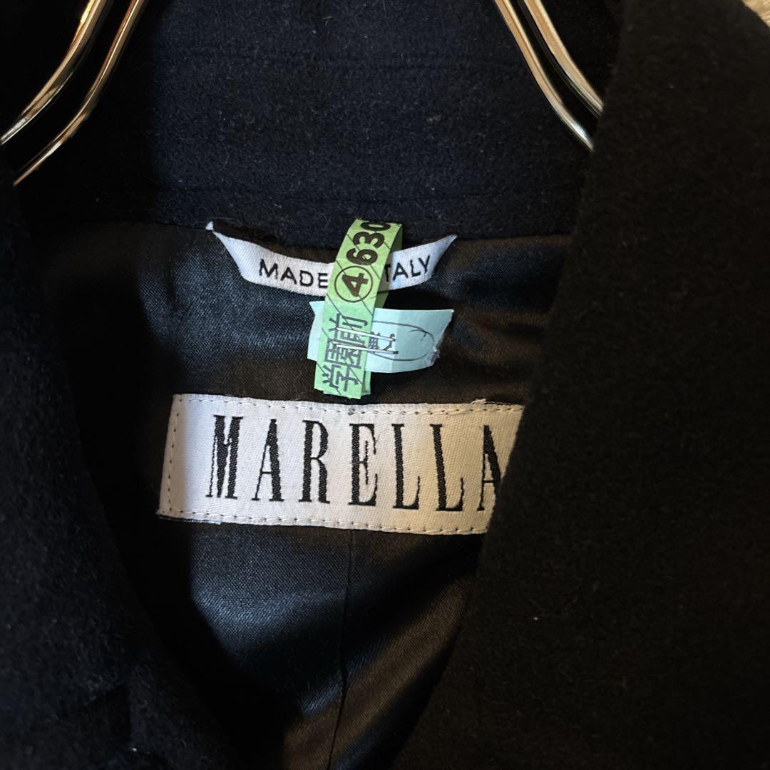 マレーラ アンゴラ混　マキシ丈 チェスターコート ダブルブレスト ベルト付き 黒