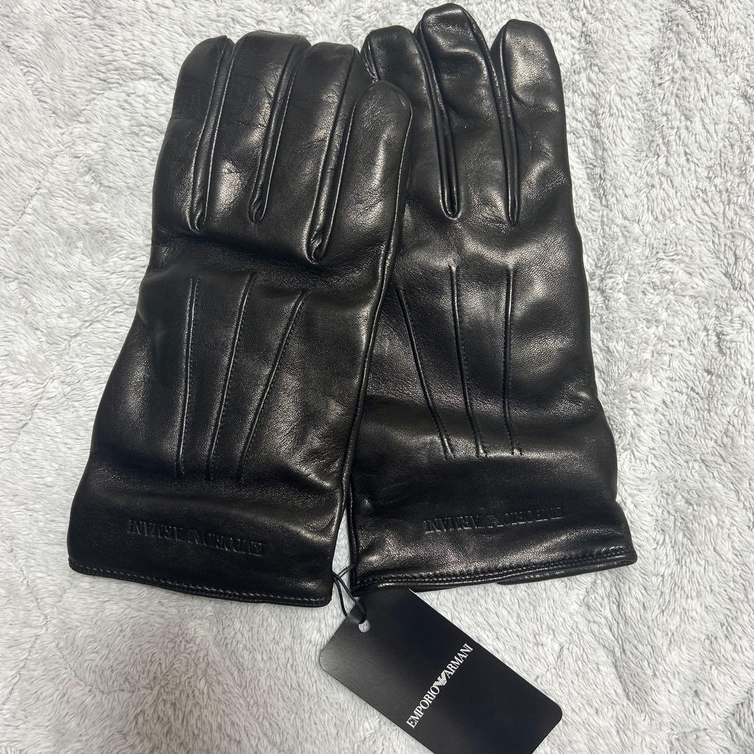 EMPORIO ARMANI ブラック レザー手袋