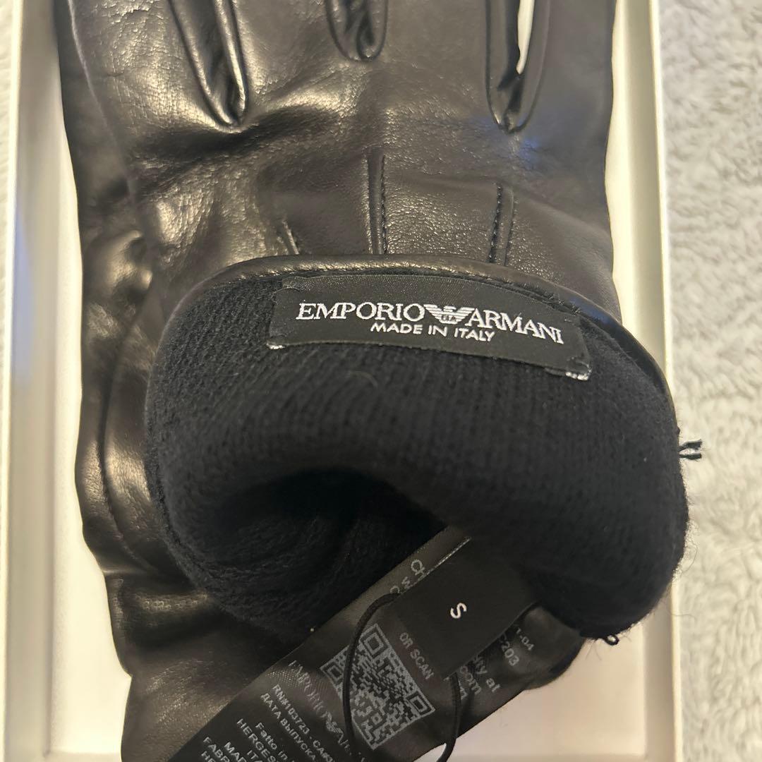 EMPORIO ARMANI ブラック レザー手袋