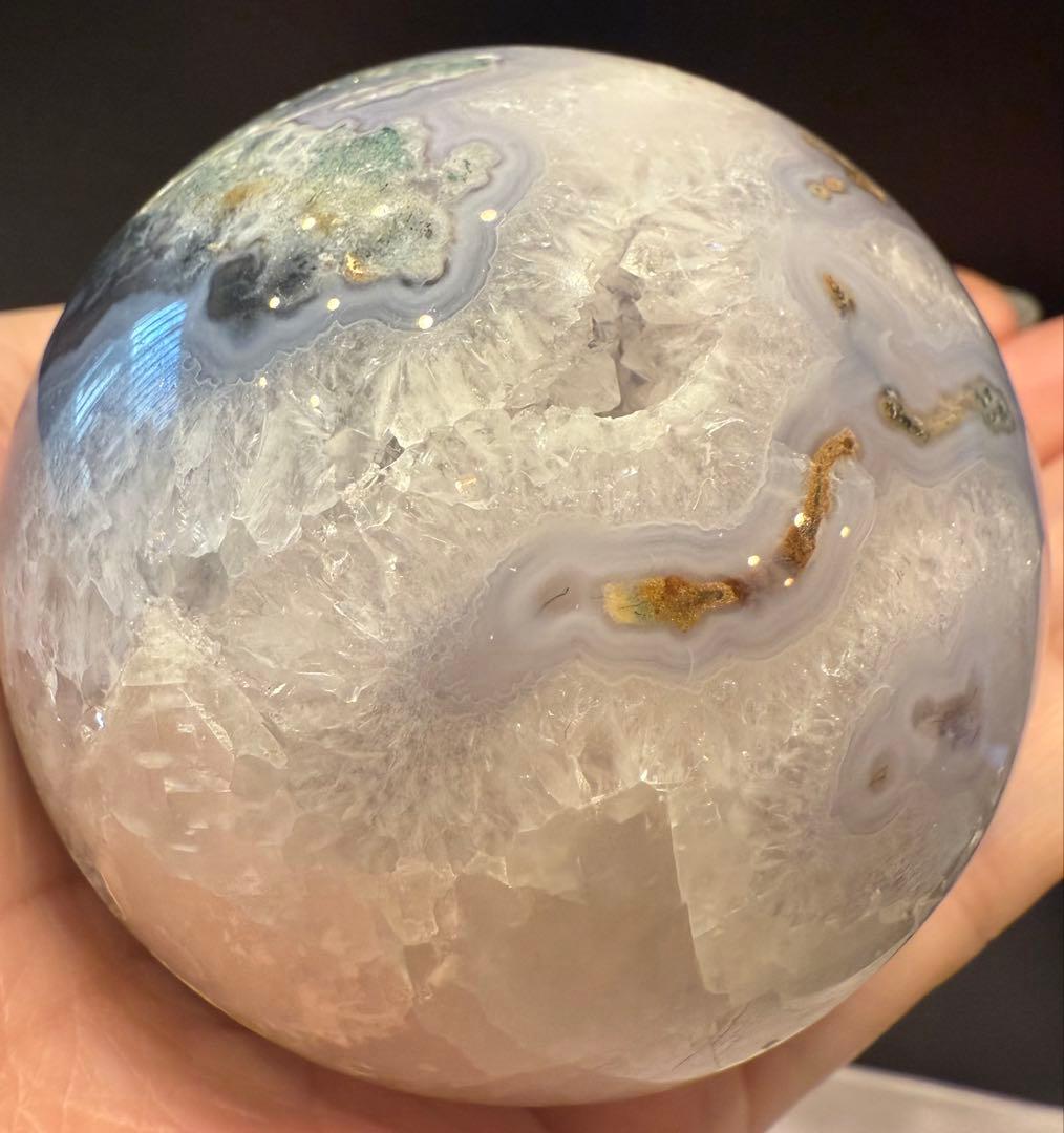 レア♡ アメジスト カルサイト モスアゲート 共生 スフィア ジオード 天然石