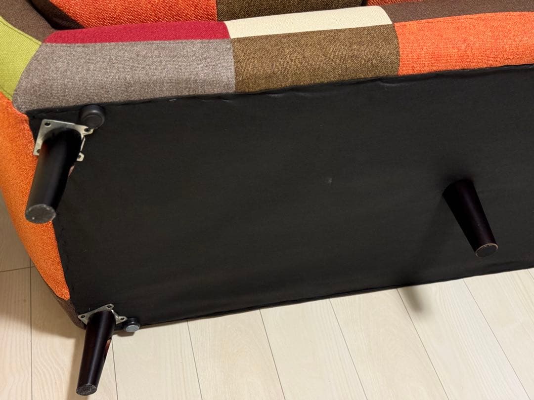 美品最終値下げ！3人掛けソファ　不二貿易 パッチワークソファ　（オットマン付き）