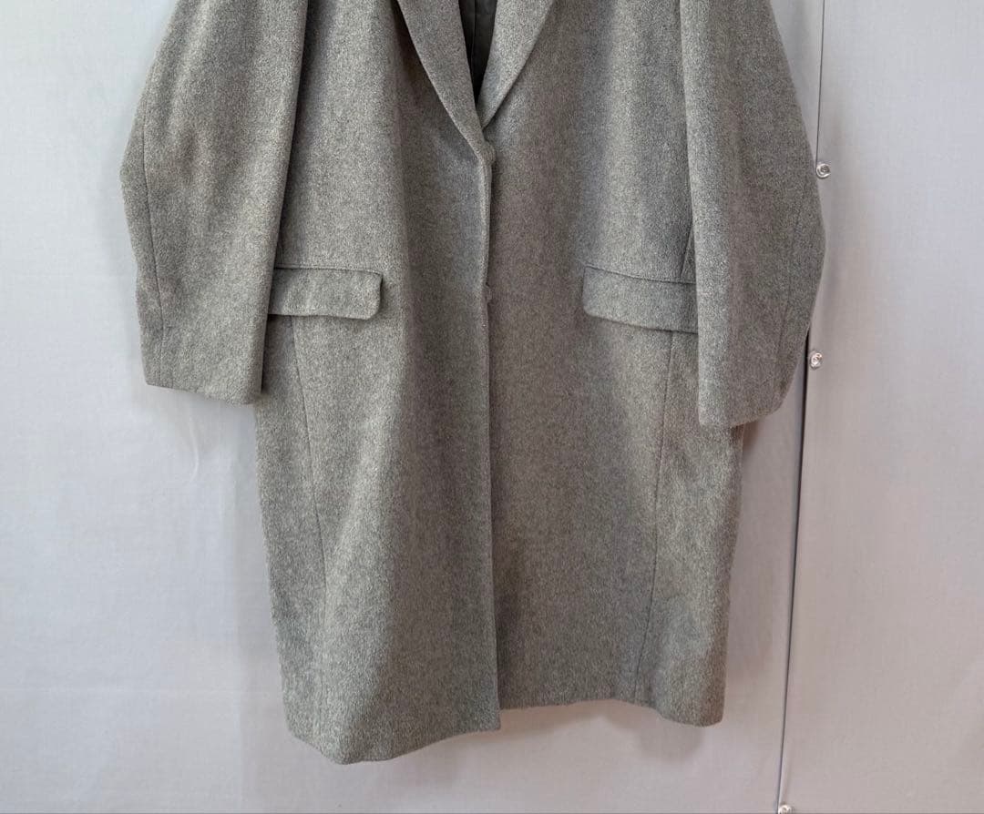 Nobleノーブル　カシミヤ混　軽量ボリュームコート　グレー　38