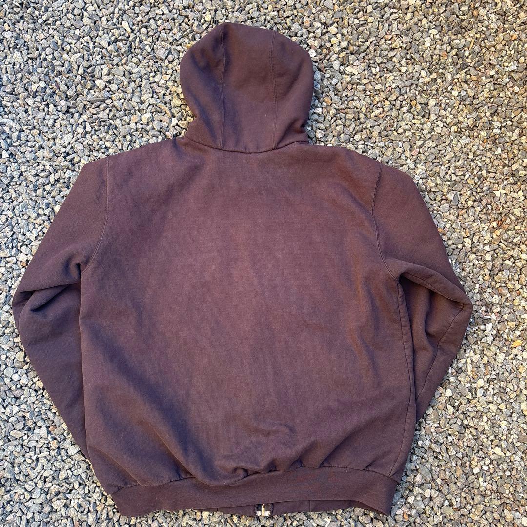 90s usa製裏地サーマルCarhartt ダークブラウン フルジップフーディ