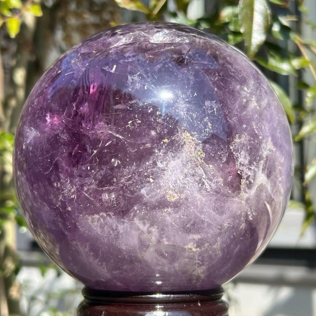 ☆幻品☆家宝級 極大逸品大宝珠☆レインボー ファントム アメジスト 丸玉 天然石