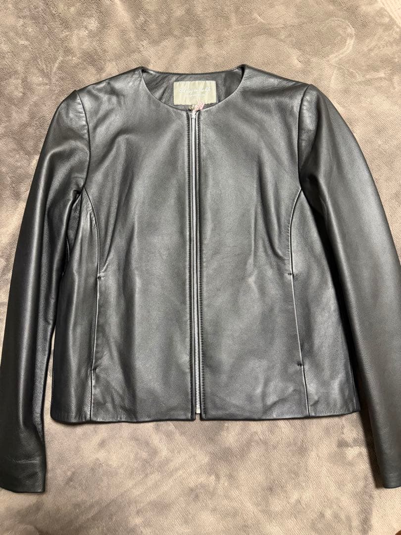 ユナイテッドアローズ　レザー　牛革　ライダース　ノーカラージャケットＭ　美品