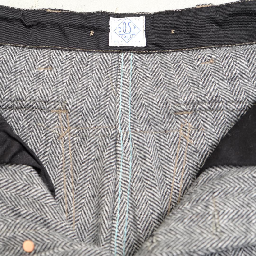【USA製】POST O'ALLS ダブルニー ウールパンツ ヘリンボーン S