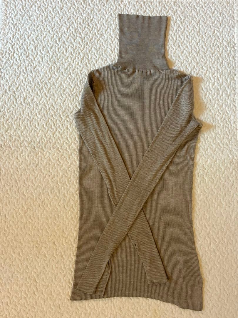 Chaos シルクリブタートルネックニット シルク100% ベージュ