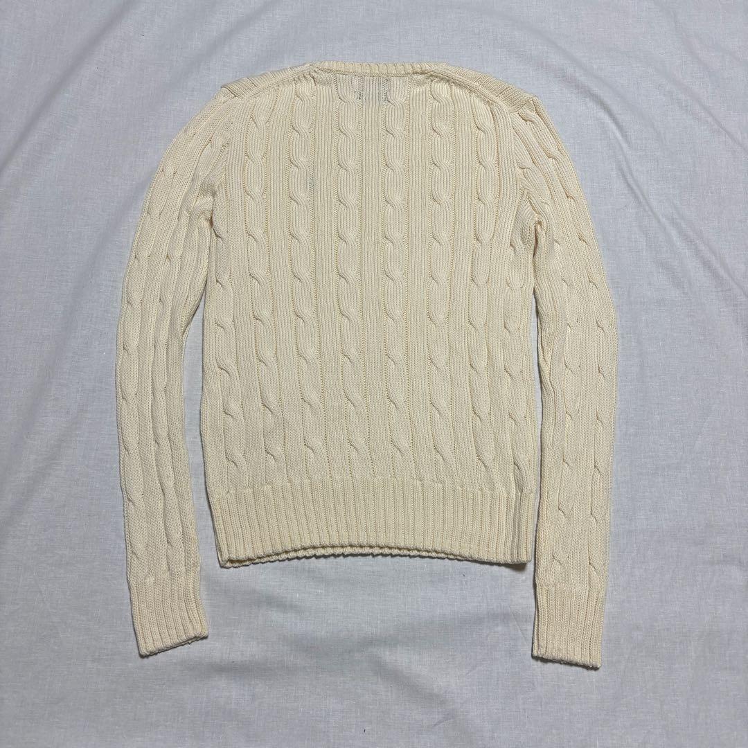 【新品未使用】ラルフローレン ケーブルニットコットンクルーネックセーター　白